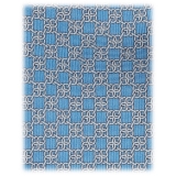 Viola Milano - Grid Chain Selftipped Italian Silk Tie - Light Blue - Handmade in Italy - Luxury Exclusive Collection