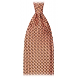 Viola Milano - Infiniti Chain Selftipped Italian Silk Tie - Orange - Handmade in Italy - Luxury Exclusive Collection