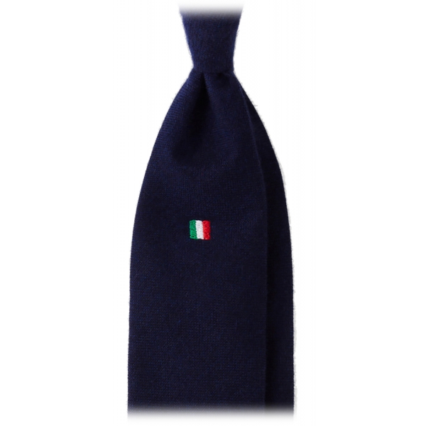 Viola Milano - Italian Flag Handrolled Cashmere Tie - Navy - Handmade in Italy - Luxury Exclusive Collection