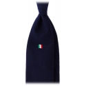 Viola Milano - Cravatta Bandiera Italiana in Cachemire Arrotolata - Navy - Handmade in Italy - Luxury Exclusive Collection