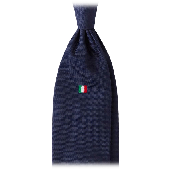 Viola Milano - Cravatta Bandiera Italiana in Seta Jacquard Arrotolata - Navy - Handmade in Italy - Luxury Exclusive Collection