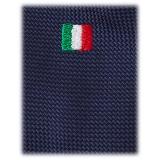 Viola Milano - Cravatta Bandiera Italiana in Seta Jacquard Arrotolata - Navy - Handmade in Italy - Luxury Exclusive Collection