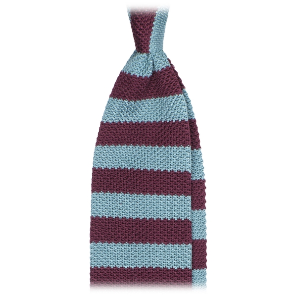 Viola Milano - Knitted Classic Stripe Silk Tie - Mare/Wine - Handmade in Italy - Luxury Exclusive Collection