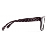 Chanel - Occhiali da Vista Quadrata - Borgogna Argento Scuro - Chanel Eyewear