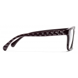 Chanel - Square Eyeglasses - Burgundy & Dark Silver - Chanel Eyewear