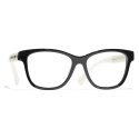 Chanel - Occhiali da Vista Quadrata - Bianco Nero - Chanel Eyewear