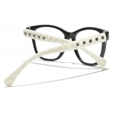 Chanel - Occhiali da Vista Quadrata - Bianco Nero - Chanel Eyewear