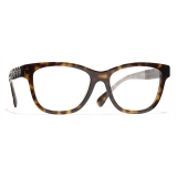 Chanel - Occhiali da Vista Quadrata - Tartaruga Scuro Oro - Chanel Eyewear