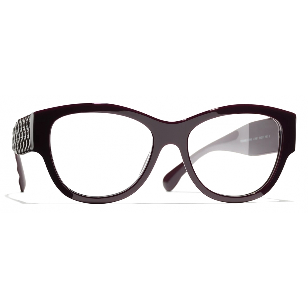 Chanel - Square Eyeglasses - Burgundy Dark Silver - Chanel Eyewear -  Avvenice
