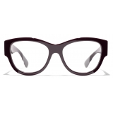 Chanel - Occhiali da Vista Quadrata - Borgogna Argento Scuro - Chanel Eyewear