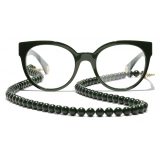 Chanel - Occhiali da Vista a Farfalla - Verde Scuro Oro - Chanel Eyewear