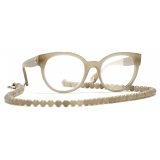 Chanel - Occhiali da Vista a Farfalla - Beige Scuro Oro - Chanel Eyewear