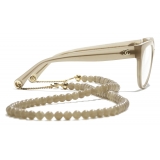 Chanel - Occhiali da Vista a Farfalla - Beige Scuro Oro - Chanel Eyewear