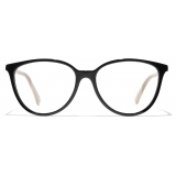 Chanel - Occhiali da Vista a Farfalla - Nero Beige - Chanel Eyewear