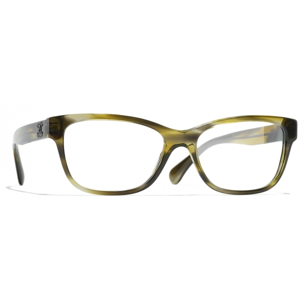 Chanel - Rectangular Eyeglasses - Green Tortoise - Chanel Eyewear