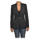 Elisabetta Franchi - Screwed Jacket with Gold Details - Black - Jacket - Made in Italy - Luxury Exclusive Collection