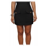 Elisabetta Franchi - Shorts with Patch Pockets and Gold Buttons - Black - Skirt - Made in Italy - Luxury Exclusive Collection