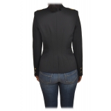 Elisabetta Franchi - Double-Breasted Jacket with Jewel Buttons - Black - Jacket - Made in Italy - Luxury Exclusive Collection