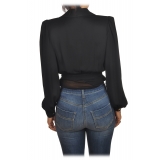 Elisabetta Franchi - Lightweight Fabric Shirt with Strap - Black - Shirt - Made in Italy - Luxury Exclusive Collection