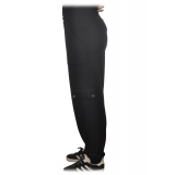 Elisabetta Franchi - Knit Yarn Trousers with Logo - Black - Trousers - Made in Italy - Luxury Exclusive Collection