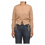 Elisabetta Franchi - Cardigan con Loghi Monogram - Beige - Maglione - Made in Italy - Luxury Exclusive Collection