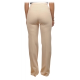 Elisabetta Franchi - Palazzo Pants in Technical Fabric - Cream - Trousers - Made in Italy - Luxury Exclusive Collection
