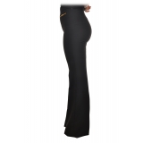 Elisabetta Franchi - Palazzo Pants in Technical Fabric - Black - Trousers - Made in Italy - Luxury Exclusive Collection