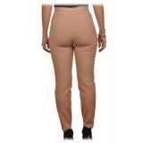 Elisabetta Franchi - Pantalone Straight in Tessuto Tecnico - Beige - Pantaloni - Made in Italy - Luxury Exclusive Collection