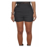 Elisabetta Franchi - Shorts with Metallic Details - Black - Trousers - Made in Italy - Luxury Exclusive Collection