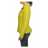 Elisabetta Franchi - Knitted Double-Breasted Jacket - Yellow - Jacket - Made in Italy - Luxury Exclusive Collection