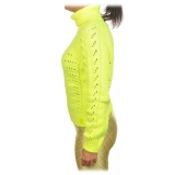 Elisabetta Franchi - Pullover in Knitted Perforated Yarn - Yellow - Pullover - Made in Italy - Luxury Exclusive Collection