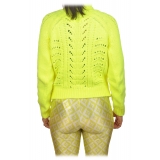 Elisabetta Franchi - Pullover in Knitted Perforated Yarn - Yellow - Pullover - Made in Italy - Luxury Exclusive Collection