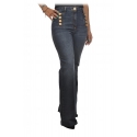 Elisabetta Franchi - Straight Jeans with Metallic Buttons - Blue - Trousers - Made in Italy - Luxury Exclusive Collection