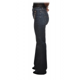 Elisabetta Franchi - Straight Jeans with Metallic Buttons - Blue - Trousers - Made in Italy - Luxury Exclusive Collection