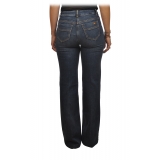 Elisabetta Franchi - Straight Jeans with Metallic Buttons - Blue - Trousers - Made in Italy - Luxury Exclusive Collection