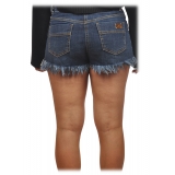 Elisabetta Franchi - Shorts with Gold Chain Detail - Blue - Trousers - Made in Italy - Luxury Exclusive Collection