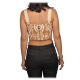 Elisabetta Franchi - Two-Tone Patterned Bodice - Caramel/White - Top - Made in Italy - Luxury Exclusive Collection