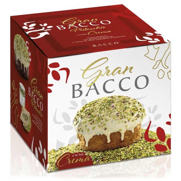 Bacco - Tipicità al Pistacchio - Gran Bacco with Pistachio Chocolate + Cream - Artisan Panettone - 800 g + 200 g