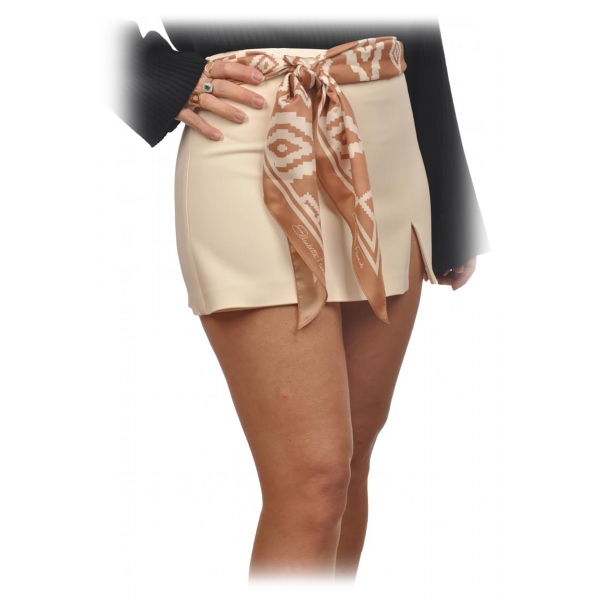 Elisabetta Franchi - Skorts con Fusciacca in Fantasia - Panna - Pantaloni - Made in Italy - Luxury Exclusive Collection
