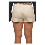 Elisabetta Franchi - Skorts with Pattern Sash - Cream - Trousers - Made in Italy - Luxury Exclusive Collection