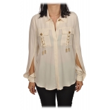Elisabetta Franchi - Shirt with Gold Details Pockets - White - Shirt - Made in Italy - Luxury Exclusive Collection