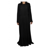 Elisabetta Franchi - Pleated Lurex Fabric Dress - Black - Dress - Made in Italy - Luxury Exclusive Collection