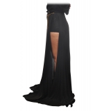 Elisabetta Franchi - Pleated Lurex Fabric Skirt - Black - Skirt - Made in Italy - Luxury Exclusive Collection