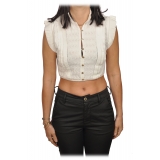 Elisabetta Franchi - Sangallo Lace Crop Top - White - Top - Made in Italy - Luxury Exclusive Collection