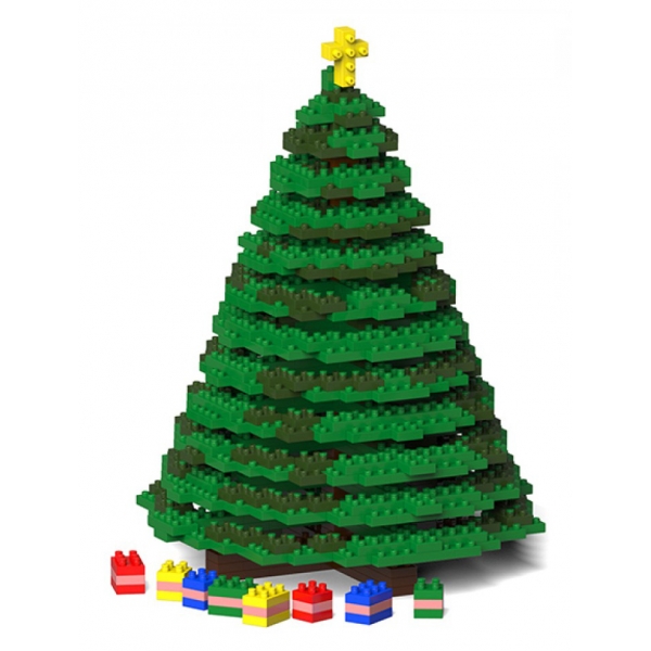 Jekca - Xmas Tree 01S - Lego - Sculpture - Construction - 4D - Brick Animals - Toys