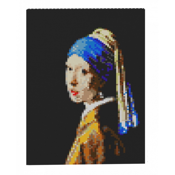 Jekca - Girl with a Pearl Earring Brick Painting 01S - Lego - Sculpture - Construction - 4D - Brick Animals - Toys
