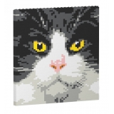 Jekca - Tuxedo Cat Brick Painting 01S - Lego - Sculpture - Construction - 4D - Brick Animals - Toys