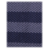 Viola Milano - Knitted Classic Stripe Silk Tie - Sea/Navy - Handmade in Italy - Luxury Exclusive Collection