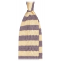 Viola Milano - Knitted Classic Stripe Silk Tie - Sun/Grey - Handmade in Italy - Luxury Exclusive Collection