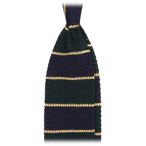 Viola Milano - Knitted Multi Stripe Silk Tie - Green Mix - Handmade in Italy - Luxury Exclusive Collection